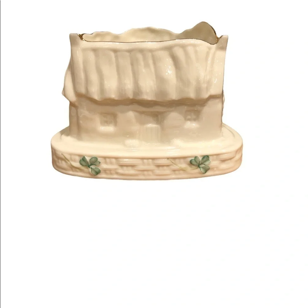 Vintage Belleek Shamrock Candleholder